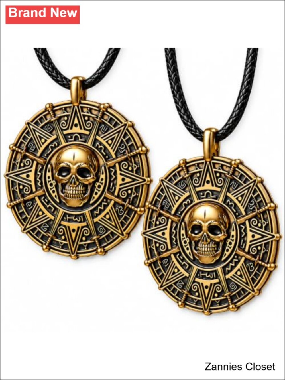 π» Pirate Skull Coin Necklace Halloween Costume Jewelry Men Women - Picture 1 of 6